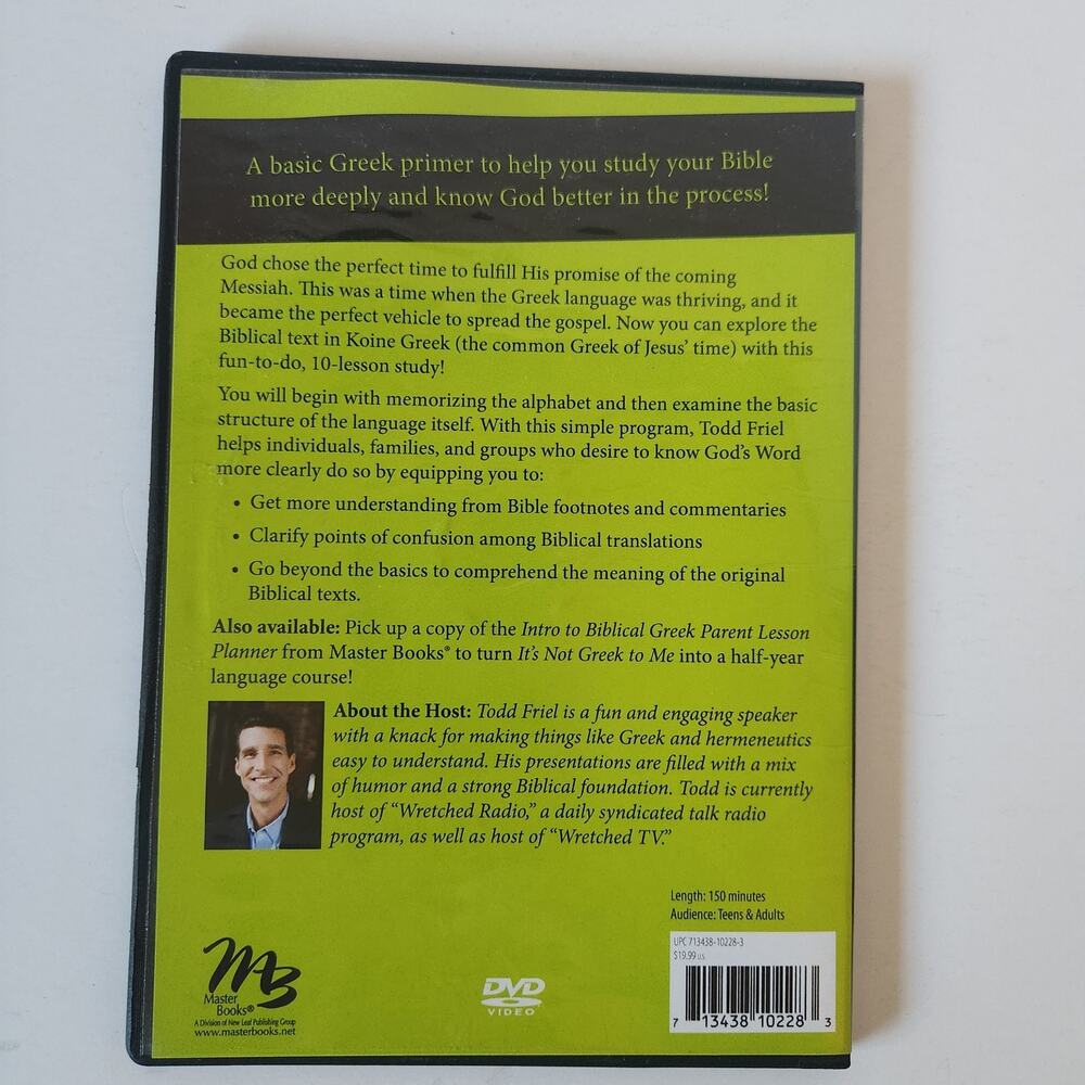 Master Books It's Not Greek to Me Teacher Guide & DVD Todd Friel Biblical Greek - Picture 4 of 5